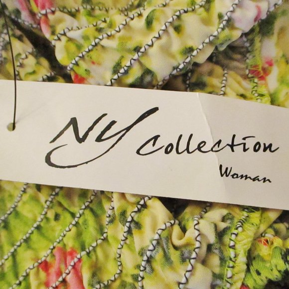 NWT! N Y Collection Womens Cold Shoulder Elastic Smocked Top, Yellow Floral, 2XL - Picture 11 of 14